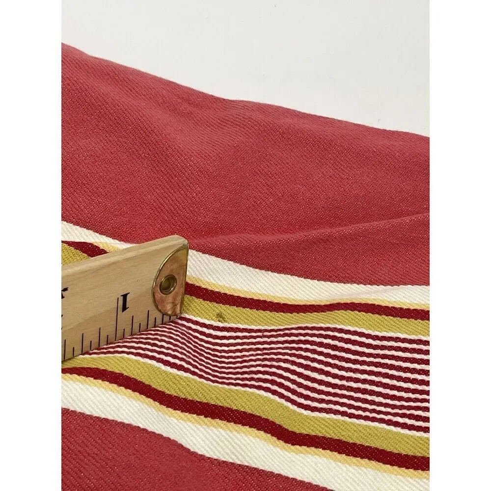 Pottery Barn FRENCH STRIPE Cotton Twill 24” EURO Pillow Shams Red Pair Set Of 2